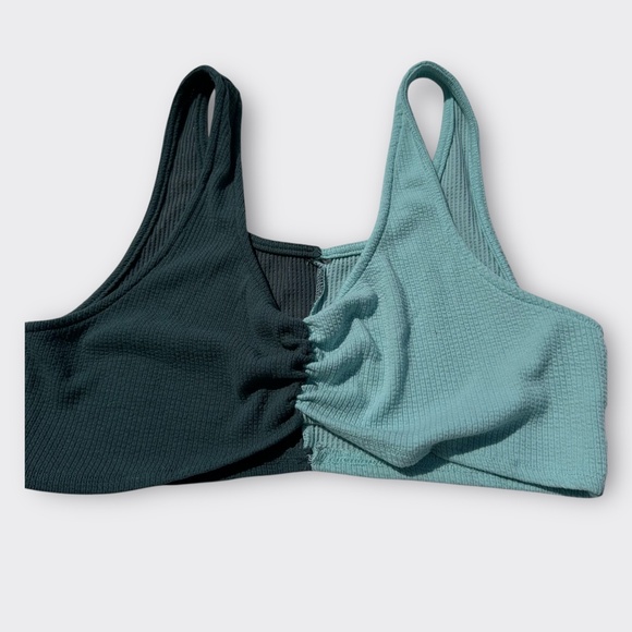 LOT of 2 WILD FABLE TARGET 2 TONE Bralette Sport Crop Tank Top Green Pink XL - Picture 2 of 8